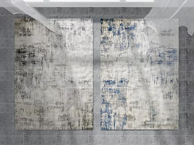 Square Rugs With Gray And Blue Abstract Textured Design For Home Interiors 3d model
