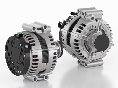 Two Heavy Duty Industrial Alternators With Robust Metal Construction And Copper Windings 3d model