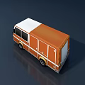 Orange And White Cargo Van With Side Doors And Compact Exterior Design 3d model