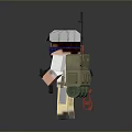 3D Pixel Character Holding Rifle Wearing Hat Mask And Backpack 3d model
