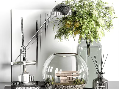 Modern Ornaments Combination Table Lamp Vase Floral Art Aromatherapy Candle Decorative Painting Fish Tank Books Display Accessories 3d model