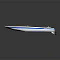 White Yacht With Blue Stripe And Modern Cockpit