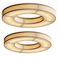 Modern Circular Ceiling Light With Double Golden Rings And Warm Lighting 3d model