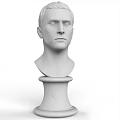 White Plaster Male Head Bust on Cracked Pedestal Artistic Decorative Piece