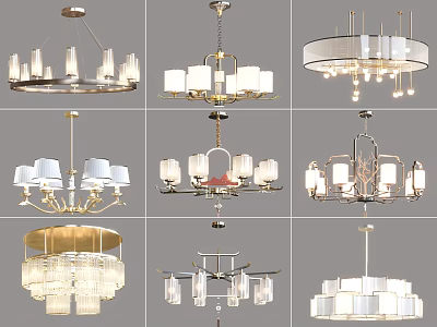 Modern Lighting Combinations With Various Stylish Chandeliers And Pendant Designs For Home Decor 3d model