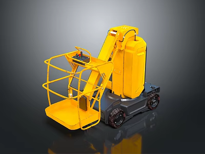 Yellow Hydraulic Mobile Aerial Work Platform With Guardrail Mechanical Arm And Wheels 3d model