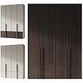 Modern Wardrobe Interior Design With Wooden And Light Colored Panels And Metal Handles