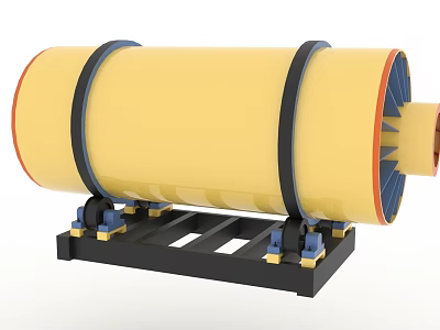 Heavy Duty Yellow Drum Industrial Equipment With Black Straps And Sturdy Metal Stand 3d model