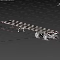 Sturdy Metal Flatbed Trailer Featuring Long Deck Multiple Axles Red Reflective Strips And Support Legs 3d model