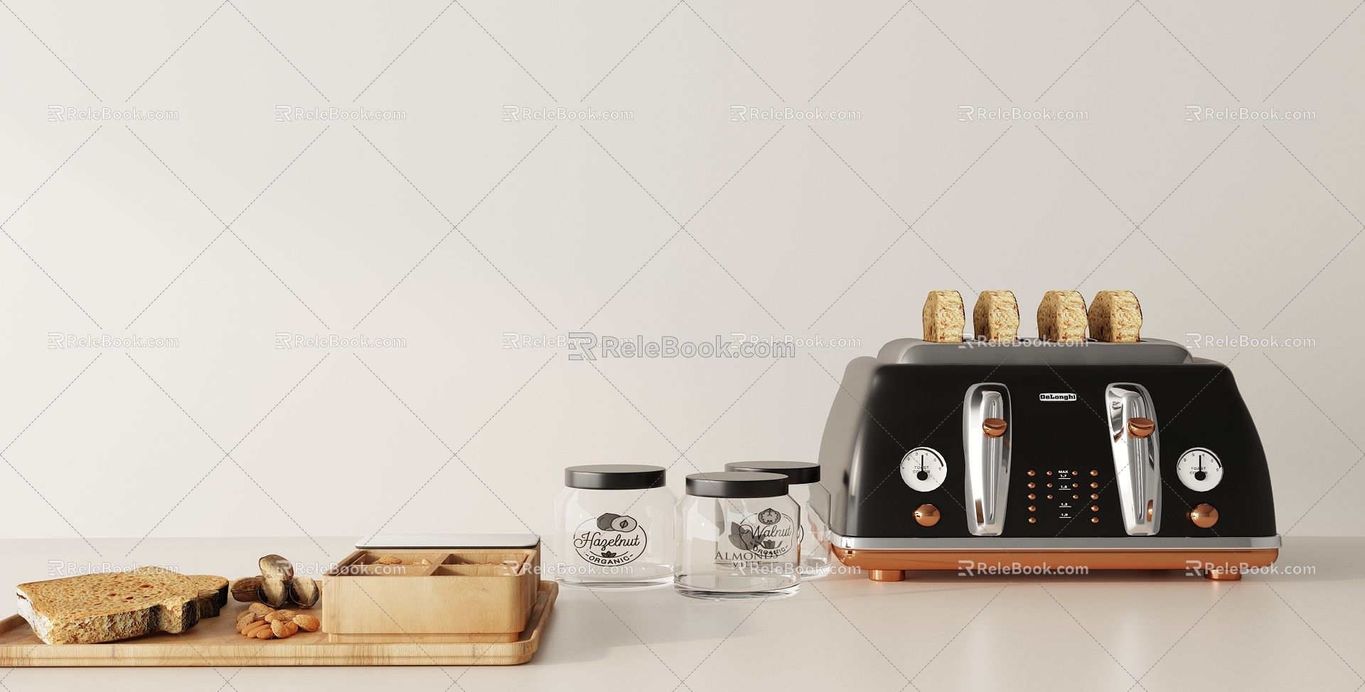 Modern kitchen supplies ornaments combination 3d model