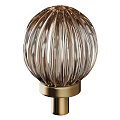 Elegant Modern Decorative Ornament Collection With Ribbed Glass Spheres And Golden Metal Bases