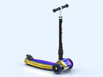 Gold And Blue Gradient Body Scooter With Black Handlebars Wheels And Best Ride Text 3d model