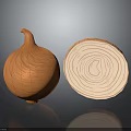 Whole Orange Onion Featuring Sliced Cross Section And Visible Concentric Circle Texture 3d model
