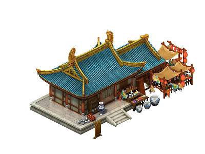 Chinese cartoon building house 3d model