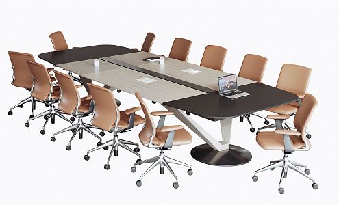 Modern Conference Table and Chair Conference Table and Chair Combination 3d model