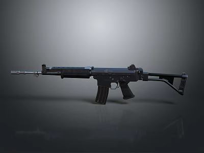 Modern Black Rifle with Detachable Magazine Barrel and Tactical Stock in Studio Lighting Setup 3d model