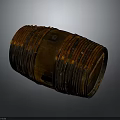 Vintage Wooden Barrel With Metal Hoops And Distressed Wooden Surface