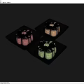 Colorful Pastries With Decorative Patterns Served On Black Square Plates