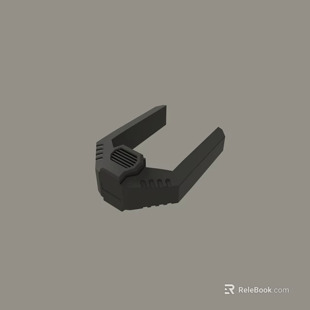 Black Mechanical Part With U Shaped Structure And Textured Grille Surface 3d model