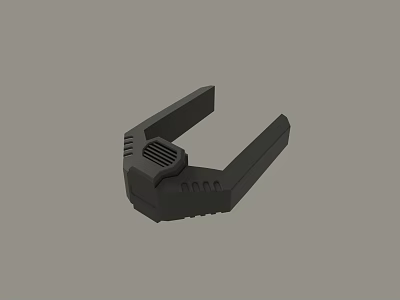Black Mechanical Part With U Shaped Structure And Textured Grille Surface 3d model