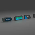 Modern Exhibition Reception Desks With Colorful Panel Designs And Corporate Brand Logos