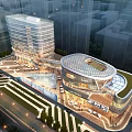 Modern Commercial Complex Featuring Glass Curtain Walls Green Roof And Urban Plaza