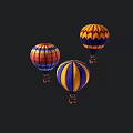 Colorful Hot Air Balloons With Diverse Patterns Against Dark Background
