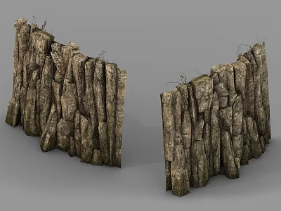Garden Landscape With Natural Wooden Curved Fence Rustic Design For Outdoor Decoration 3d model