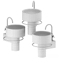 Modern Terrazzo Washbasin With Gray White Speckles And Metal Faucet Circular Shelf