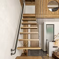Minimalist Hotel Room Featuring Wooden Loft Circular Windows Staircase And King Bed