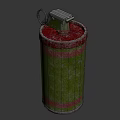 M18 Red Smoke Grenade With Green And Red Metal Casing And Pull Ring
