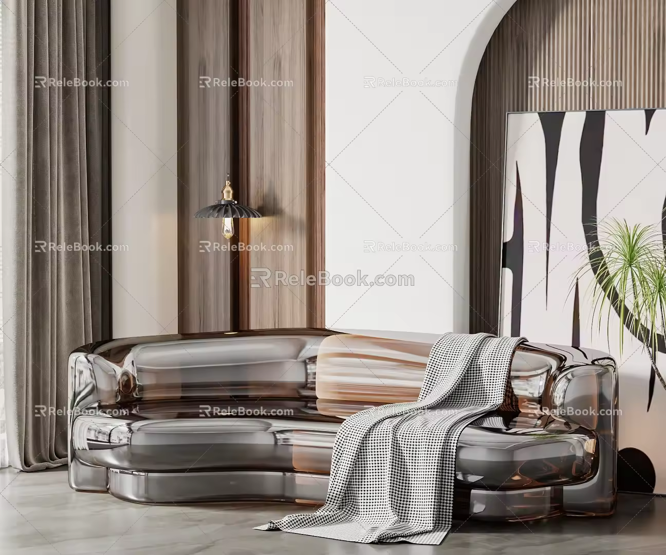Modern Multiplayer Sofa Acrylic Sofa 3d model