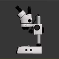 Binocular Laboratory Microscope With White Base Black Lenses And Adjustable Knobs