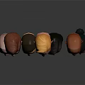 Various 3D Character Head Models With Different Hairstyles And Skin Tones