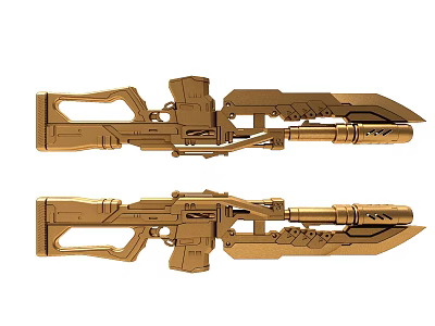 Golden Sci Fi Weapon With Futuristic Mechanical Design And Detailed Structural Features 3d model
