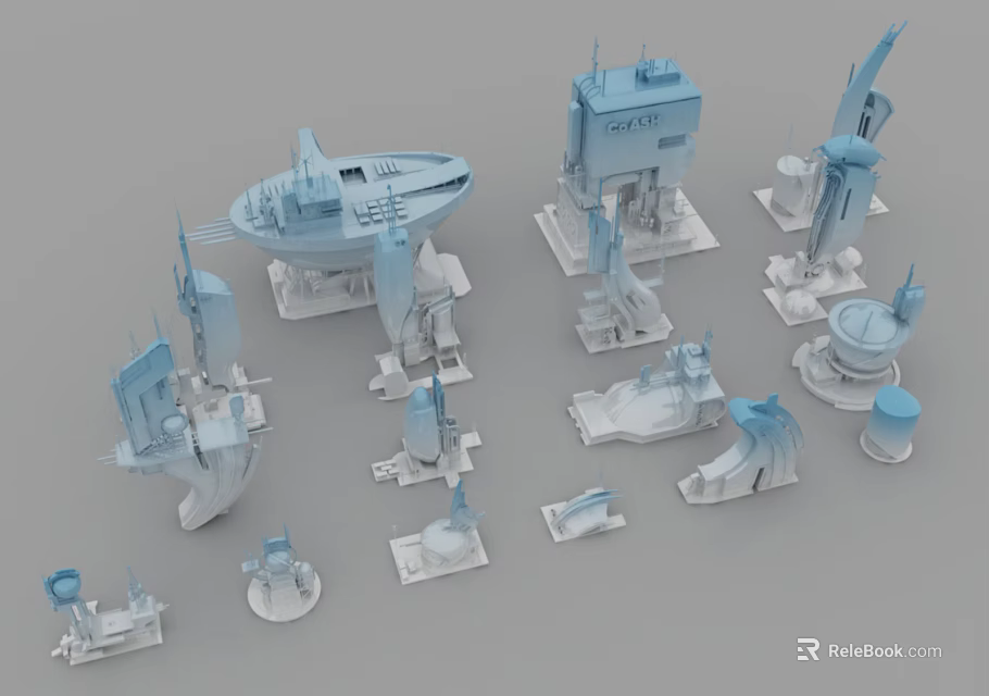 Cartoon Scenery 3D Model Collection With Various Fantasy Buildings And Whimsical Structures 3d model 