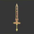 Fantasy Decorative Sword With Purple Blade Blue Gemstone And Ornate Hilt