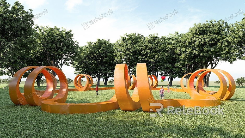 Outdoor landscape public art installation rest seat orange orange circle cycle design sense park decoration sketch space commercial plaza beautiful Chen model