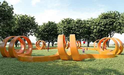 Outdoor landscape public art installation rest seat orange circle cycle design sense park decoration sketch space commercial plaza beautiful Chen 3d model