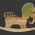 Wooden Elephant Shaped Children's Rocking Chair With Pink Patterned Cushion