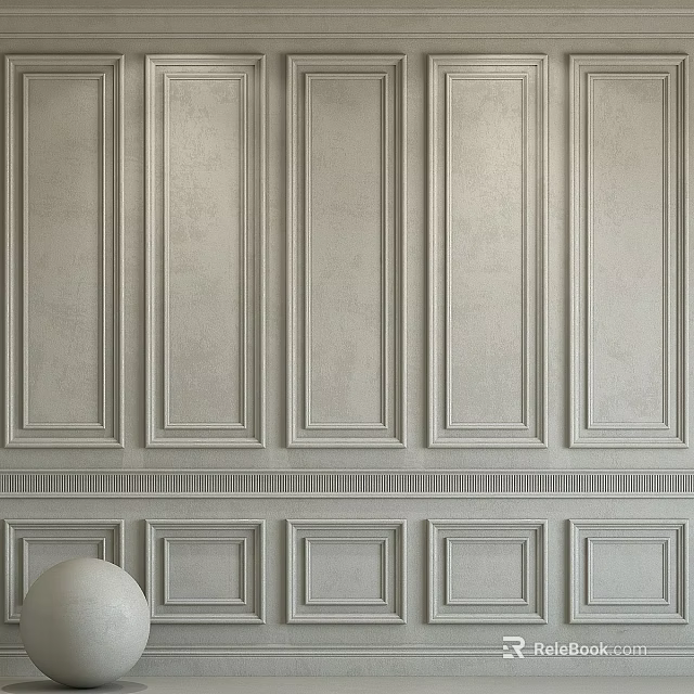 Modern Wall Components With Vertical Paneling And Decorative Molding Details 3d model