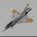 Modern Fighter Jet Model With Gray Body Orange White Wings Streamlined Design And Twin Engines