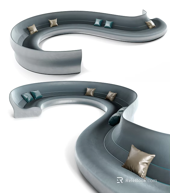 Modern Unique Shaped Sofa Interior Design With Soft Cushions And Living Room Style 3d model 