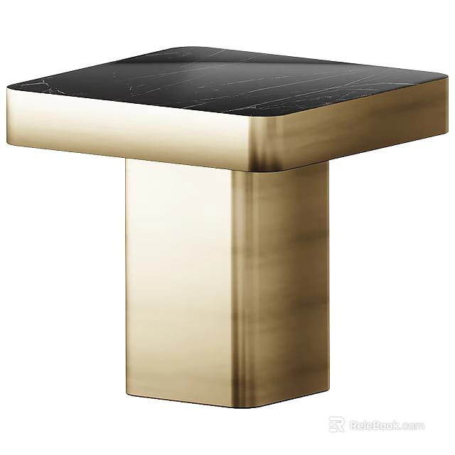 Modern Elegant Coffee Table Interior Design With Black Marble Top And Brass Base 3d model