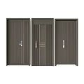 Modern Dark Security Doors With Vertical Stripe Design And Metal Handles