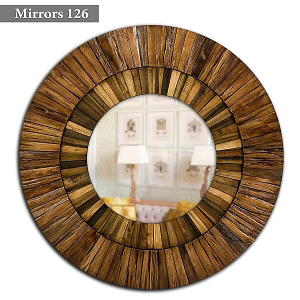 Modern Mirror Wall Mounted Board Round Rectangular Wooden 3d model