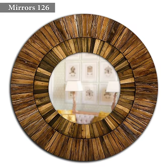 Modern Mirror Wall Mounted Board Round Rectangular Wooden 3d model