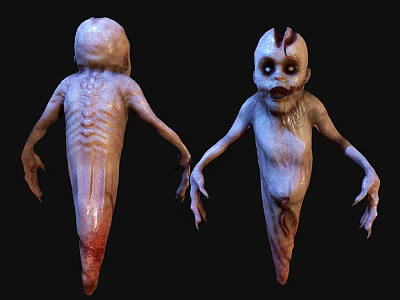 Horror Game Movie Monster Characters With Pale Skin Bloody Features And Sharp Claws 3d model
