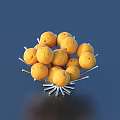 Metal Basket Filled With Fresh Yellow Fruits On Blue Background
