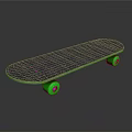 Skateboard Featuring Gray Grip Tape Deck Green Wheels And Wooden Frame